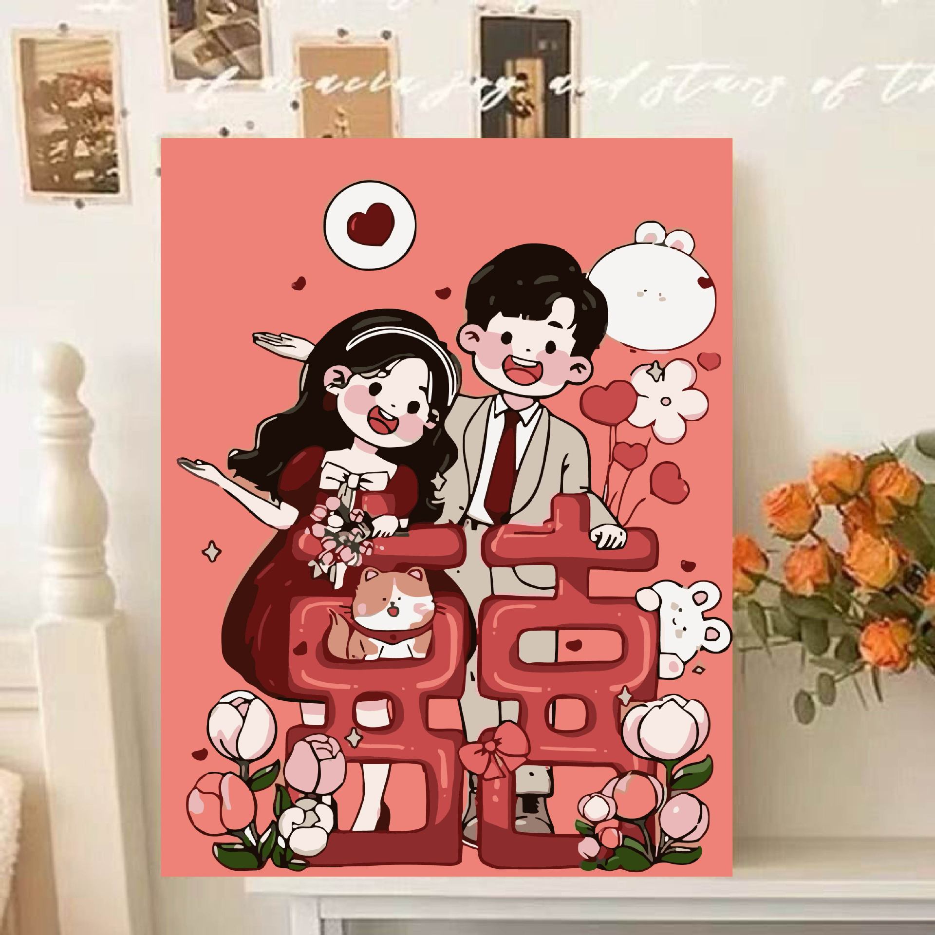 Casamiento digital didiy pintura a óleo de relleno pintura a óleo de curación paisaje pintado a mano flor decoración de sala de estar pintura colgante