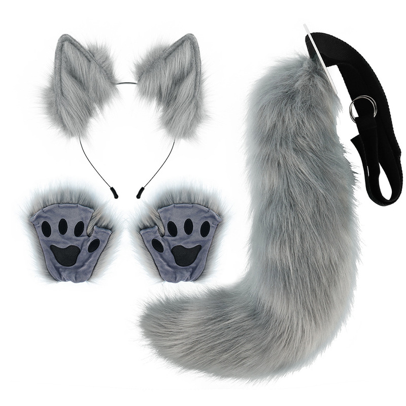 キツネの耳のカチューシャ獣の尾のハロウィンのセットの獣の爪のシミュレーションのぬいぐるみの耳のcosの装飾|undefined