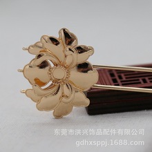 洪兴DIY饰品铜24k金保色48*42*8MM仿点翠毛胚立体牡丹花B1645