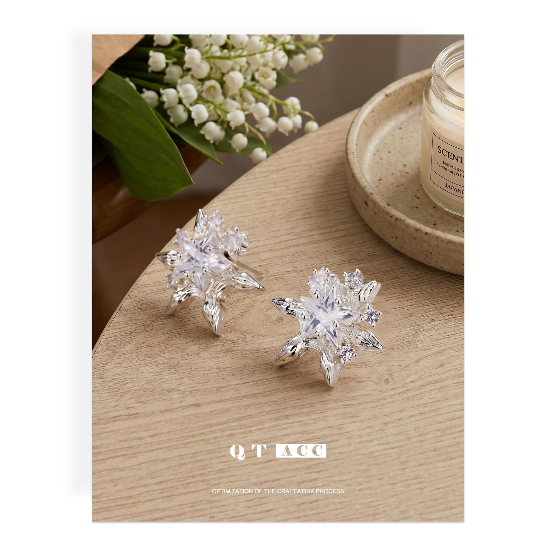 Diseñador de nicho de lujo de alto nivel estrellas Zircon estrellas cubiertas de cobre 925 pendientes de plata al por mayor image 5