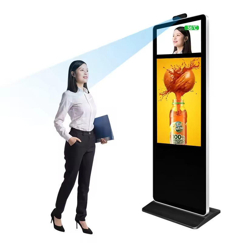 本狮43寸立式广告机人脸识别门禁终端广告播放器显示屏一体机标牌