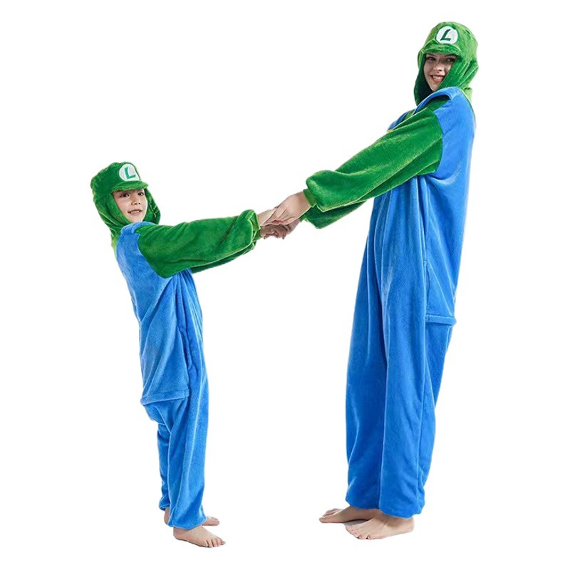 Новая цельная Пижама с мультяшными животными, фланелевая супер Мэри, осенне-зимняя домашняя одежда для пар, ночная рубашка для родителей и детей, оптовая продажа