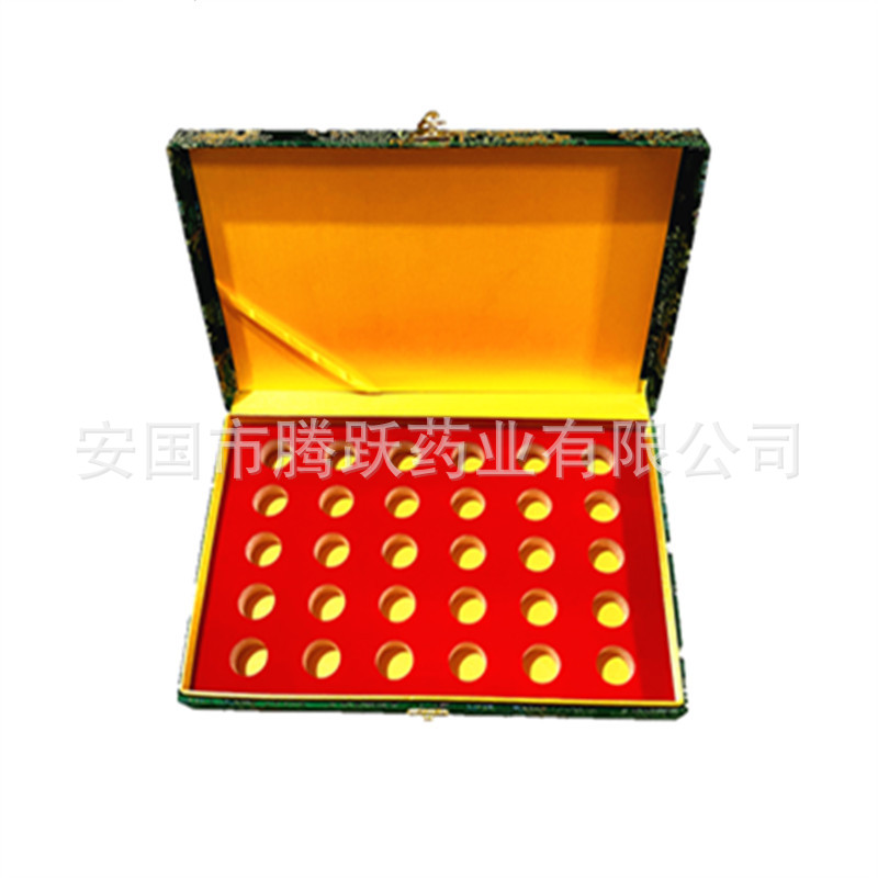 Brocade Gift Box Empty Jewelry Packaging Box Green 30 Holes 2.5 cm Diameter specifications