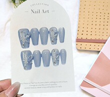 Q 37184 Handmade Glacial Blue Cat Eye Nail Art ������è�۴�