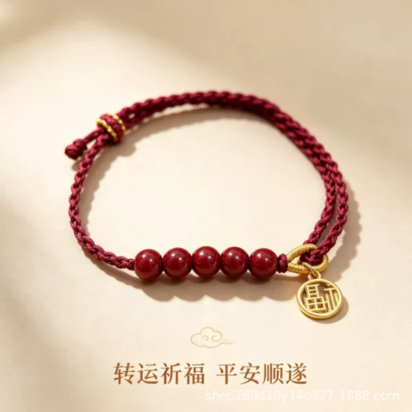 New Chinese Style Zodiac Year Cinnabar Red Rope Bracelet for Women Hand-Woven Fortune Bracelet Couple Gift Ethnic Style Jewelry
