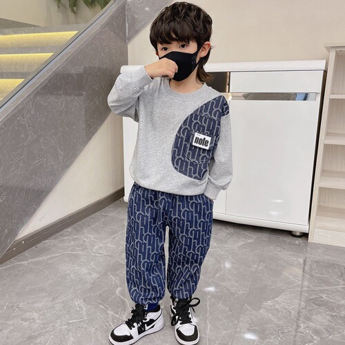Boys' autumn clothing, children's clothing, spring and autumn sportswear suits, older children's long-sleeved sweatshirts and casual pants two-piece trendy sets