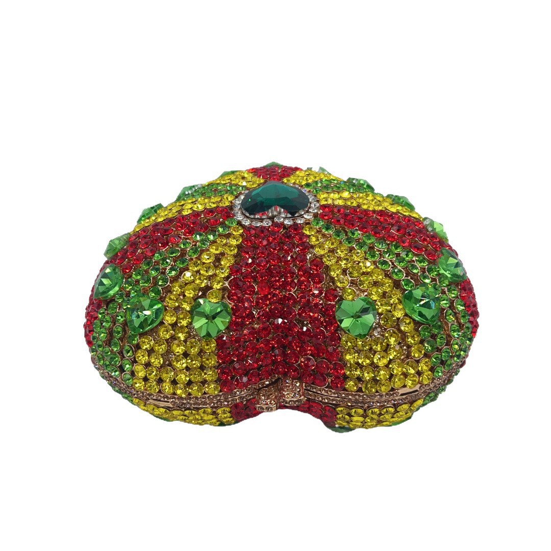 Bolsa de cristal transfronteriza llena de diamantes cena ligera de lujo diamante amor banquete mujer mano bolsa de papel duro colorido tejido