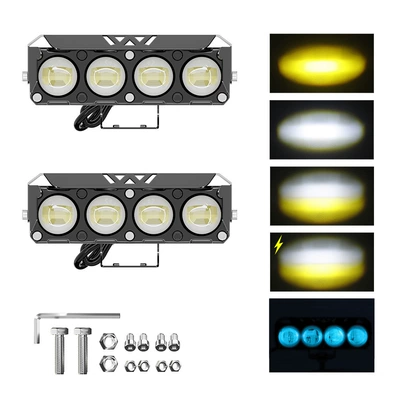 Cross-Border Hot-Selling Motorcycle Led Headlight Motorcycle headlights, headlights - four-eyes-blue-devil-eye-set