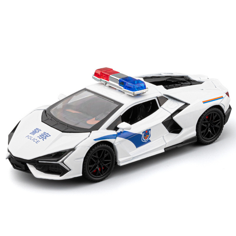 1: 32 Cestas delgadas Bull automóvil de policía modelo de automóvil de aleación de eco sonido y luz juguetes educativos de policía infantil decoración de personalidad