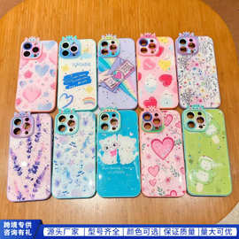 日韩清新小碎花适用苹果12手机壳iphone14pro闪粉16promax/15滴胶