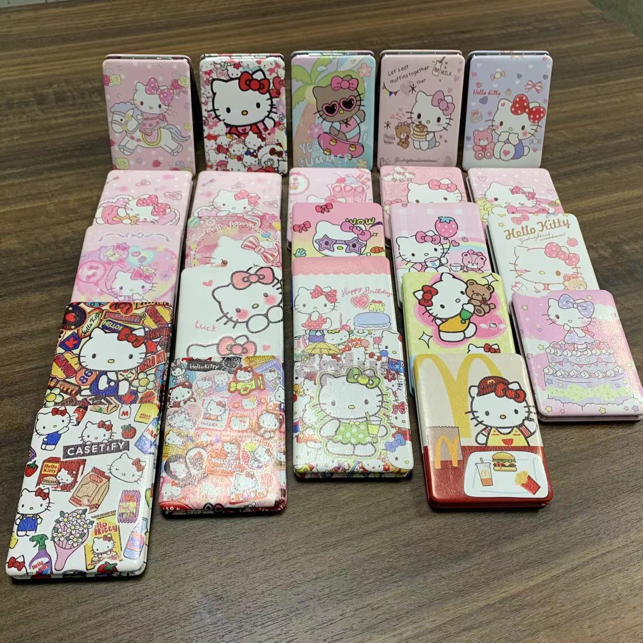 KT猫图案化妆小镜子随身双面梳妆台折叠便捷化妆镜厂家直供