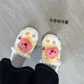 loopy棉拖鞋手工diy编织海狸公主拖鞋女钩针材料包情侣朋友毛线