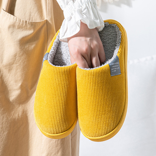 Cotton slippers for women in autumn and winter, couples home slippers, indoor confinement shoes, warm cotton shoes, non-slip plush cotton slippers, simple