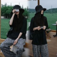 レトロなカシューフラワーのコットンとリネンのパンツ、夏の薄いレイジースタイルのプリントカジュアルパンツ、ファッショナブルでエレガントなルーズフロアレングスパンツ