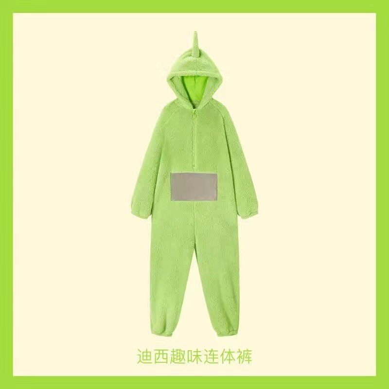 跨境爆款可爱卡通天线宝宝睡衣秋冬款加厚珊瑚绒连体家居服情侣款|undefined