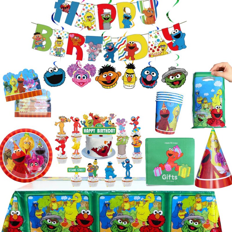Spot Sesame Street Theme Birthday Party Decoration Tableware Cake Decoration Flag Insert Flag Paper Cup Tablecloth Spot Sesame Street Theme Birthday Party Decoration Tableware Cake Decoration Flag Insert Flag Paper Cup Tablecloth