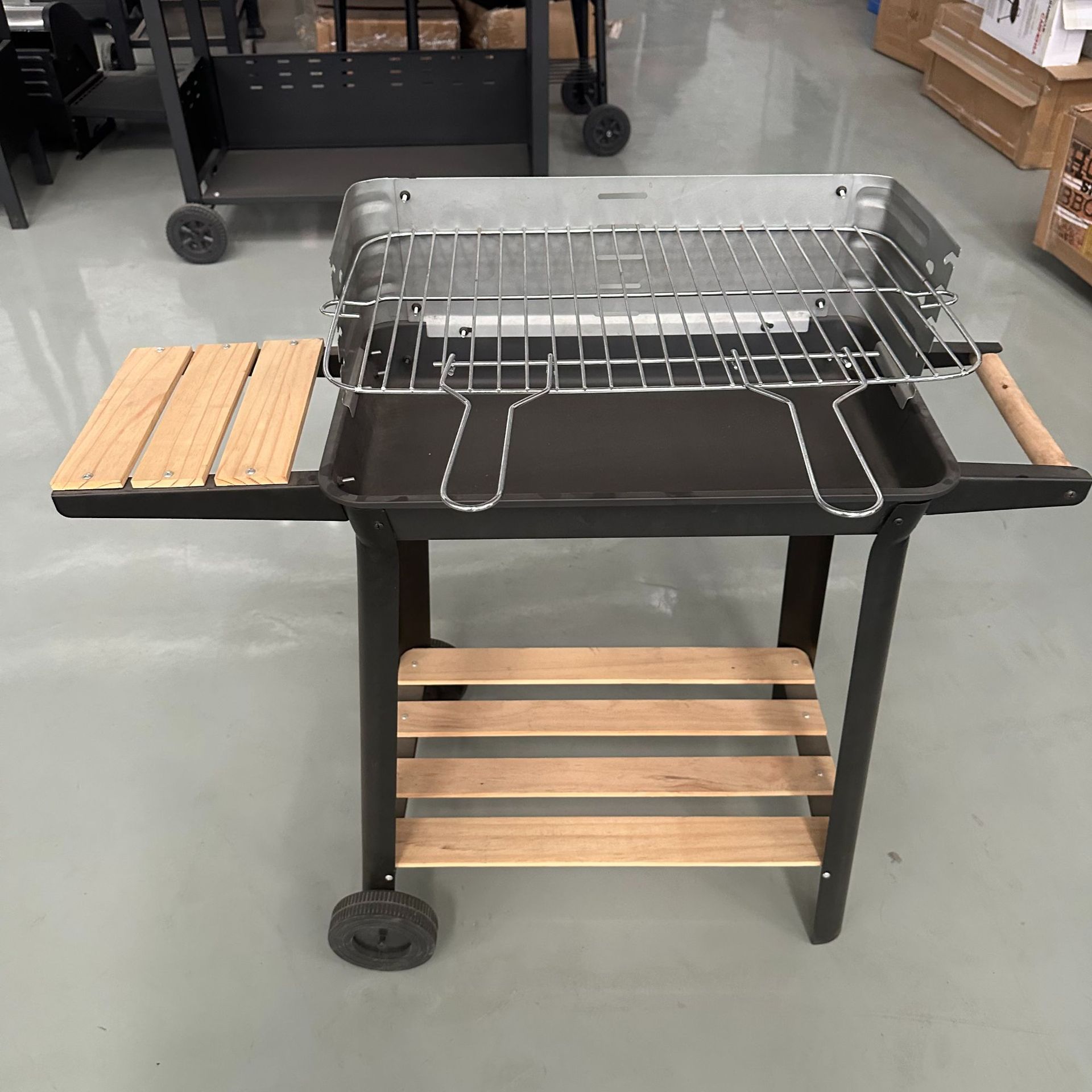 Fábrica de carbón parrilla barbacoa grande engrosada camping brochetas ruedas carro estufa Bosque Estufa