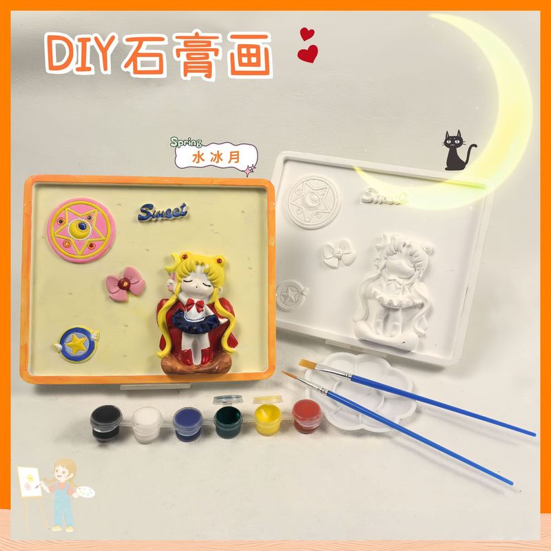 白い胚石膏人形着色レリーフ絵画手作り石膏着色画板アロマセラピー手描き冷蔵庫マグネットレリーフ絵画|undefined