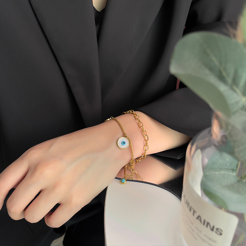 Fashion Devilu0027S Eye Titanium Steel Plating Bracelets 1 Piece