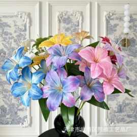 3d打印三头萱草百合仿真花婚礼布置花艺插花家居装饰花摄像道具