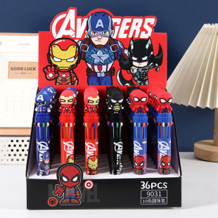 Cartoon Superhero Ten Color Pen Spider-Man Manwei High Color Value Soft Glue Shape Hand Account Material Pen Student Stationery