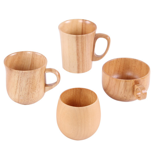 Factory household milk handle coffee cup wooden insulated drinking water cup simple Japanese style water cup
