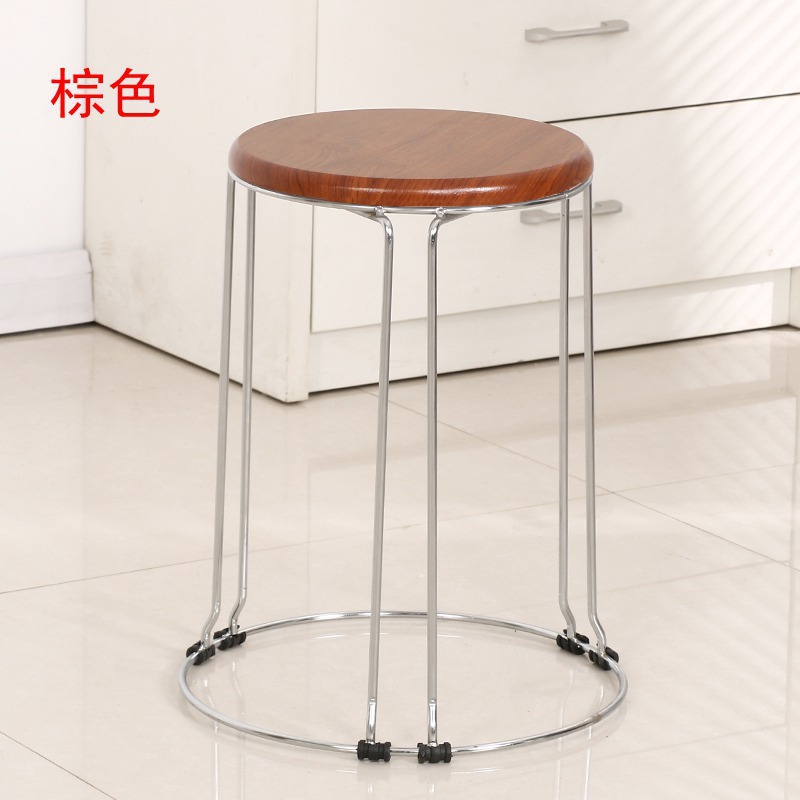 Taburetes redondos de madera sólida taburetes de acero inoxidable taburetes caseros apilables taburetes de hierro forjado dormitorio taburetes de comedor para adultos