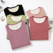 定制包边蚕丝保暖内衣套装男女秋衣秋裤抗菌圆领打底衣可外穿