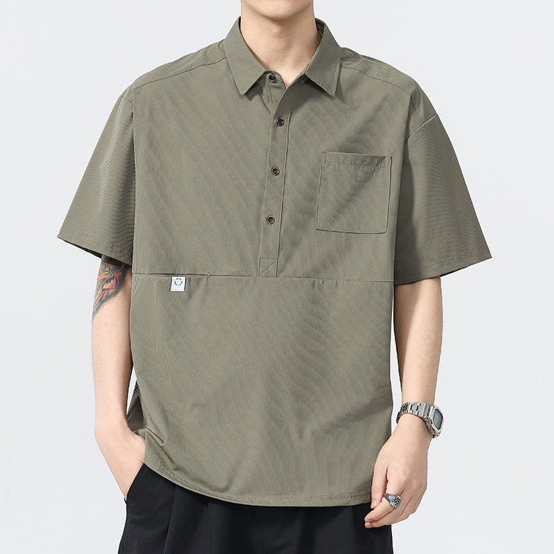 Anyang Short-Sleeved Men's 2026 Summer New Thin Ice Silk Polo Shirt Trendy Brand New Style Turn-Down Collar Half-Sleeve Top