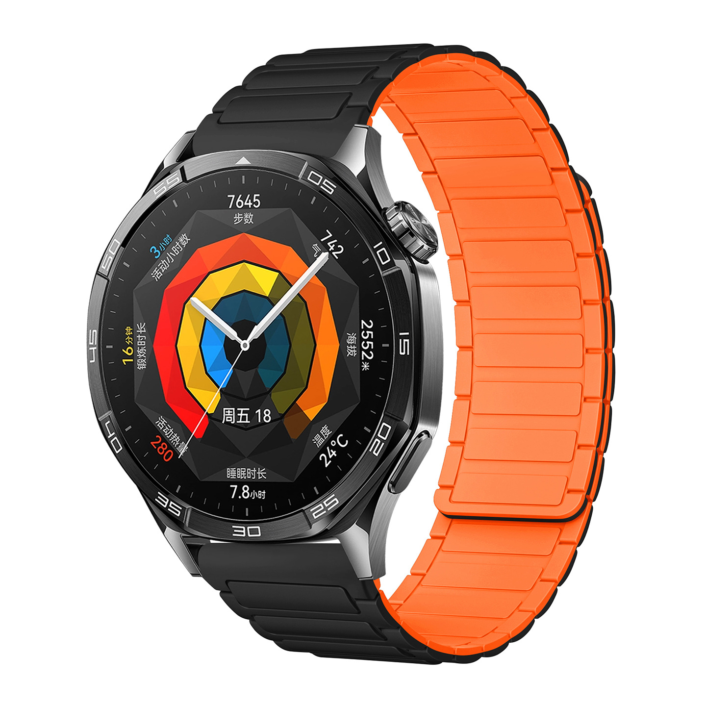 The watch4567 Armored I-shaped three-bead silicone magnetic watch strap is suitable for Huawei gt3, GT4 and GT5 watches undefined