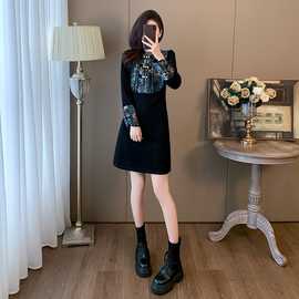 唐装中国风女装2024新款春季高端精致气质高级感新中式黑色连衣裙