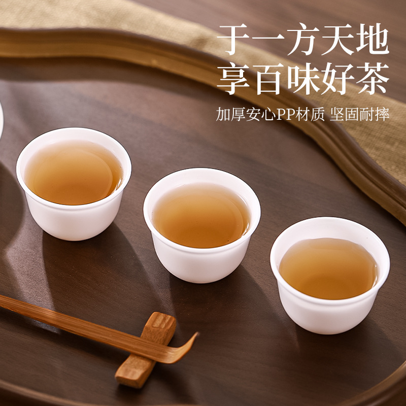 Taza de té de plástico PP doméstico desechable ecológico portátil viajar té sin olor resistente a caídas taza pequeña al aire libre