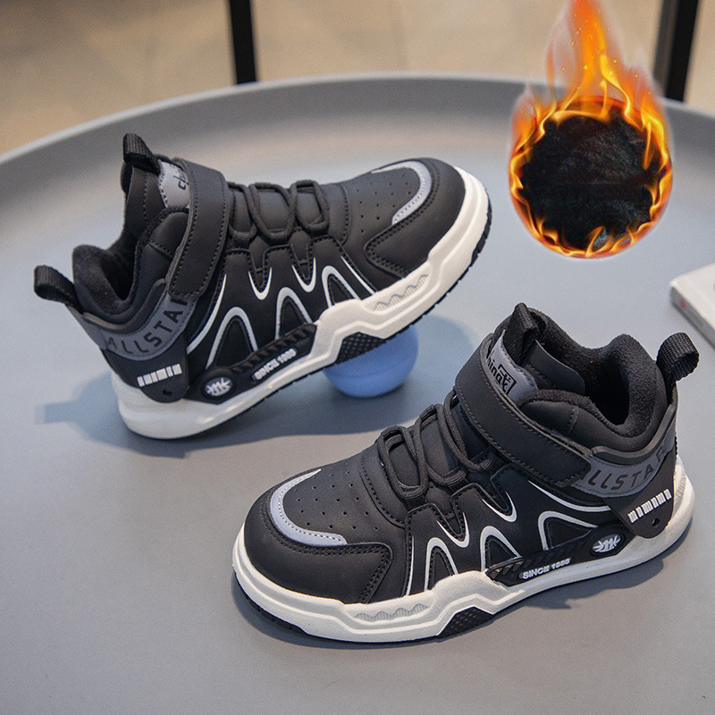 Boys and girls' Velcro running shoes with winter thickening_voghion.com