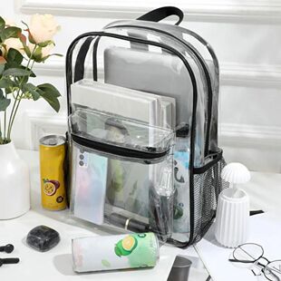 Women's Backpack Transparent PVC Bag Clear Backpacks for tee
