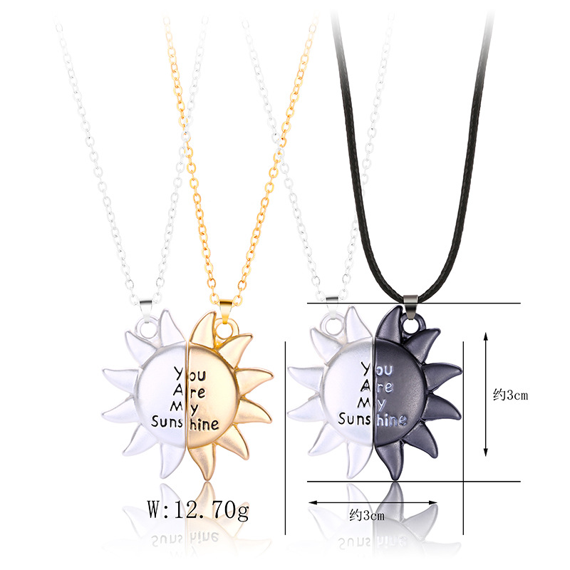 Casual Simple Style Sun Alloy Plating Valentine's Day Couple Pendant Necklace display picture 6