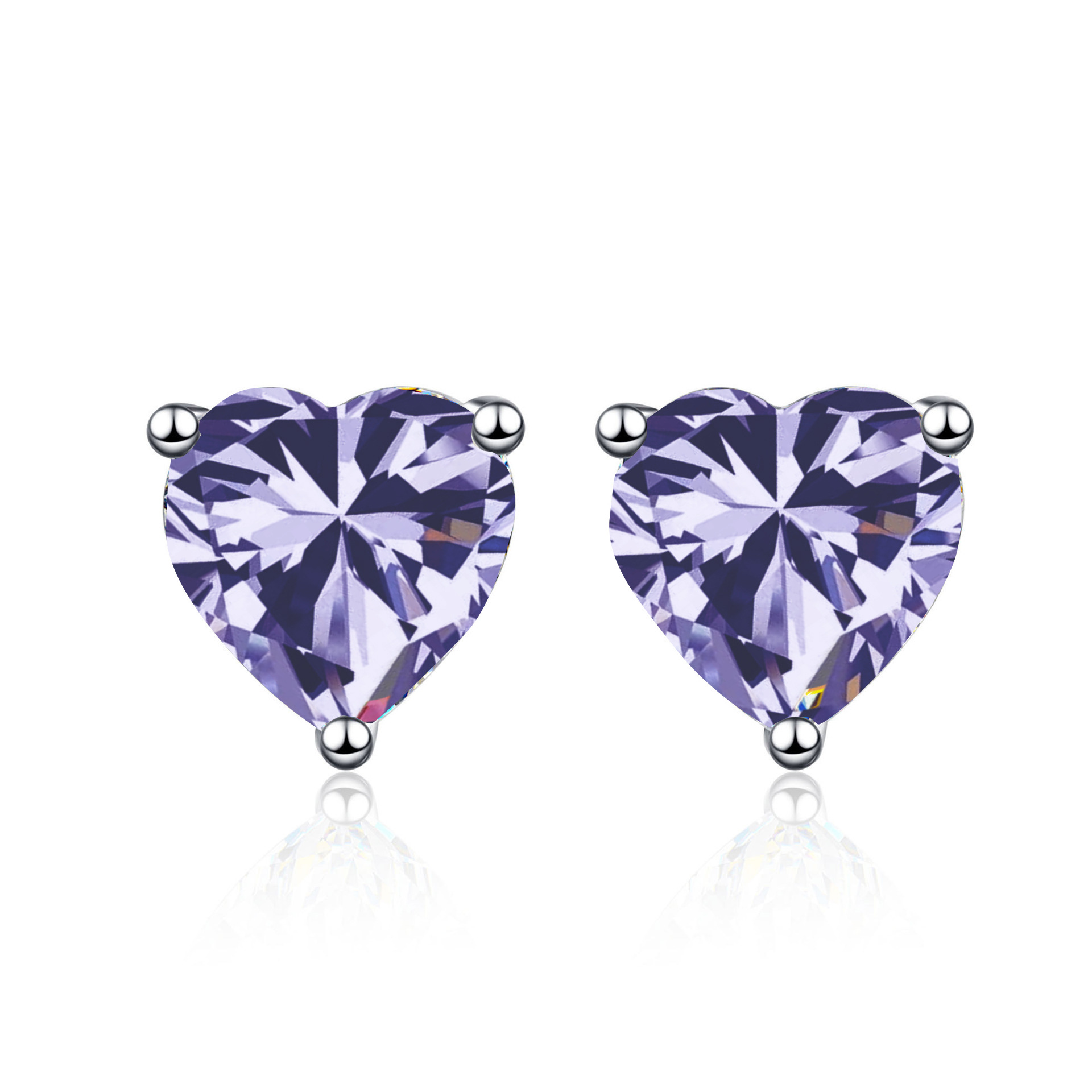 Multicolor de importación de moissanita en forma de corazón 1CT2CT plata esterlina simple moissanita en forma de corazón pendientes de diamante clásicos pendientes