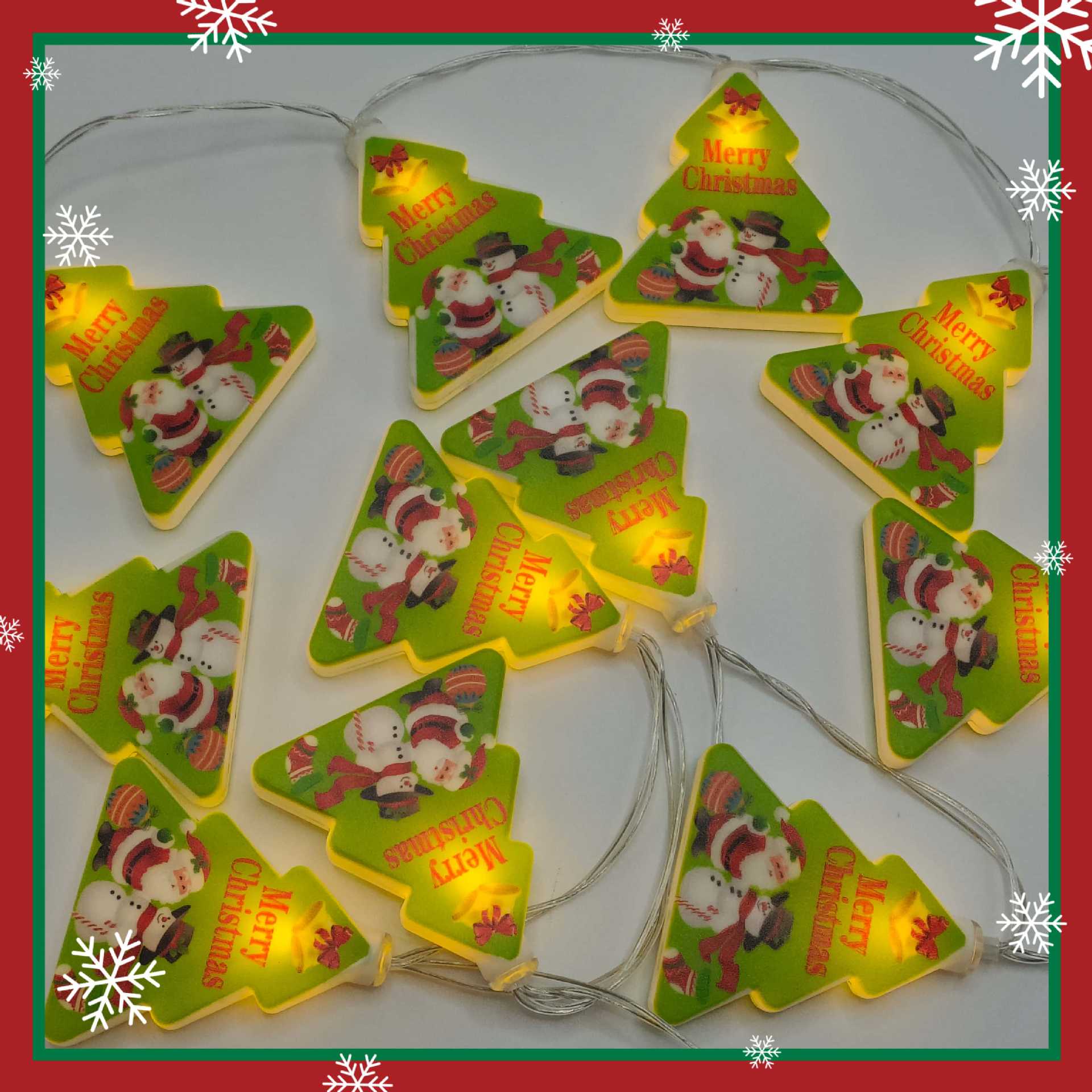 Linterna de cadena de luces de Navidad, muñeco de nieve, estrella, árbol de Navidad, habitación led, decoración de la escena del hogar, ambiente decorativo