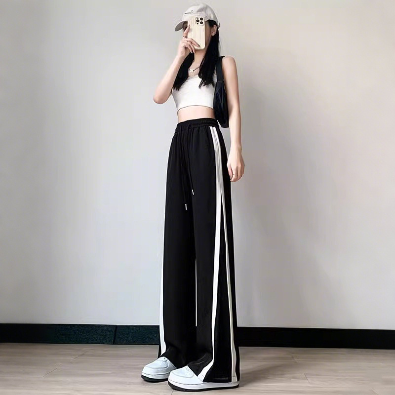 夏季2025年新款休闲运动裤女秋冬显瘦套装高腰垂感窄版直筒阔腿裤|undefined