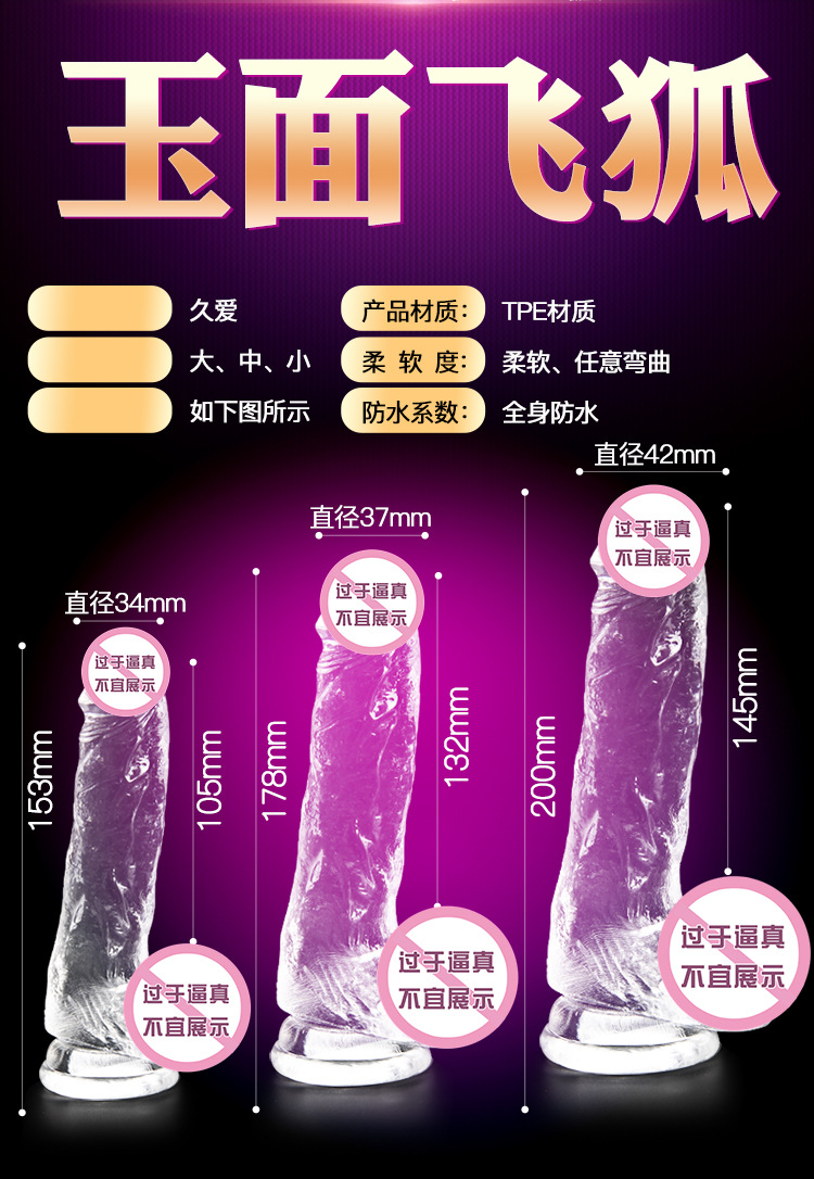Jiuai Crystal Transparent Silicone Dildo, Soft Flesh Feel, 15.3 cm Adult Toy — detail image 17