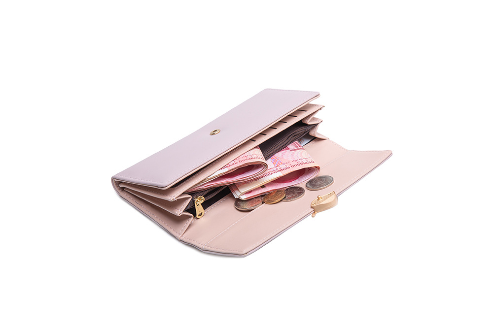 Elegant Style Square Shape Women's Solid Color Pu Leather Buckle Wallets