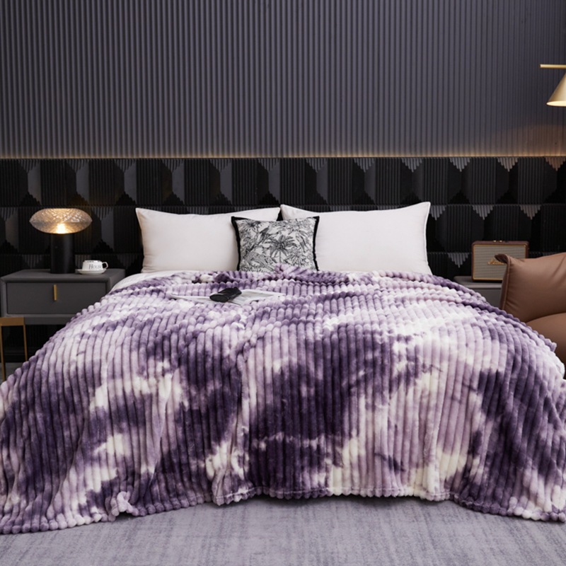 Nueva imitación de pelo de conejo, gran tira de dibujo, arte teñido anudado, manta casual, manta de lana de leche, manta, exportación transfronteriza, comercio exterior