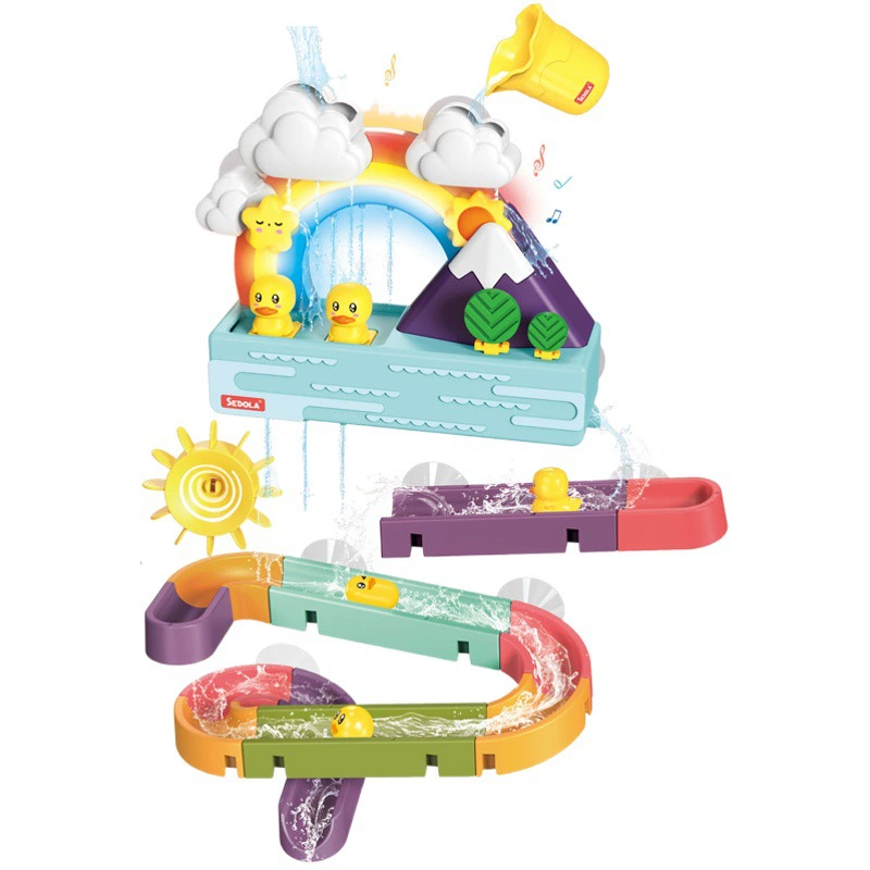 Детская ванная комната водные игрушки Радужная утка поворот музыкальная световая цепь для дайвинга Пиратская утка фонтан лягушка