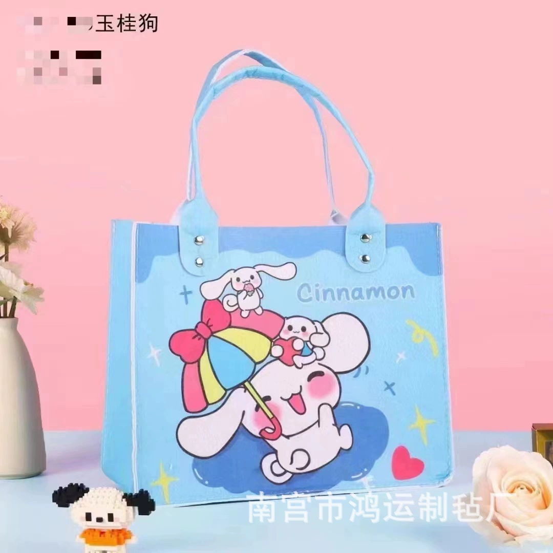 Cartoon handheld double-sided cute linen bag, (Physicals)