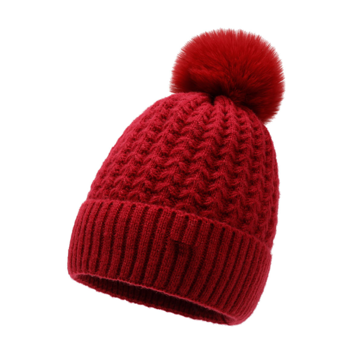 Cappello lavorato a maglia caldo foderato in pile, per ciclismo all'aperto, all'ingrosso, in filato spesso, con pompon, per autunno e inverno, da donna_voghion.com