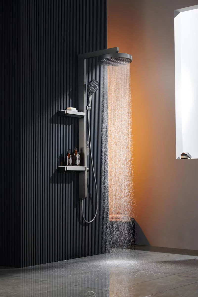 Shower head set, all-copper, phantom tide love ladder, piano key, pressure-increasing, multi-functional digital display, constant temperature, double-layer type full figure