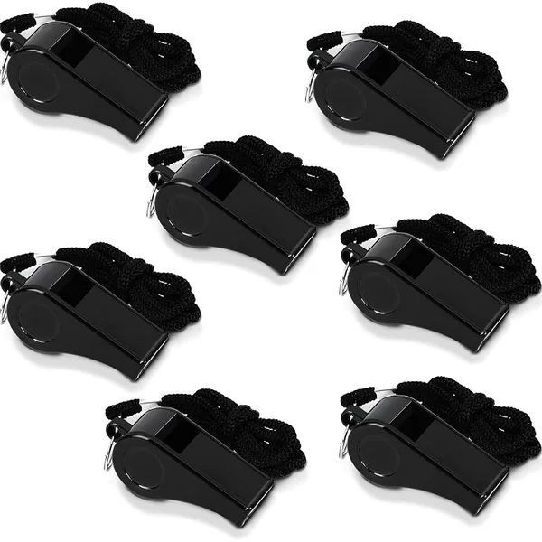 Spot High-Quality Abs Black Plastic Fan Cheering Whistle Outdoor Survival Whistle Competition Timing Whistle