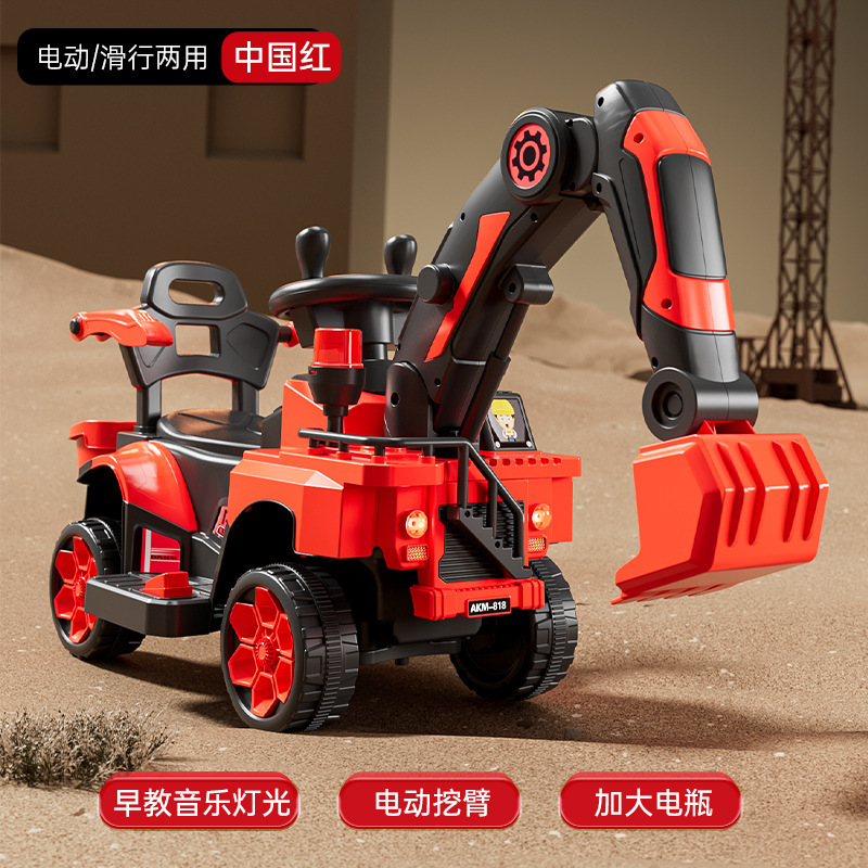 Excavadora eléctrica para niños, coche de juguete para niños, excavadora eléctrica de control remoto, vehículo de ingeniería grande