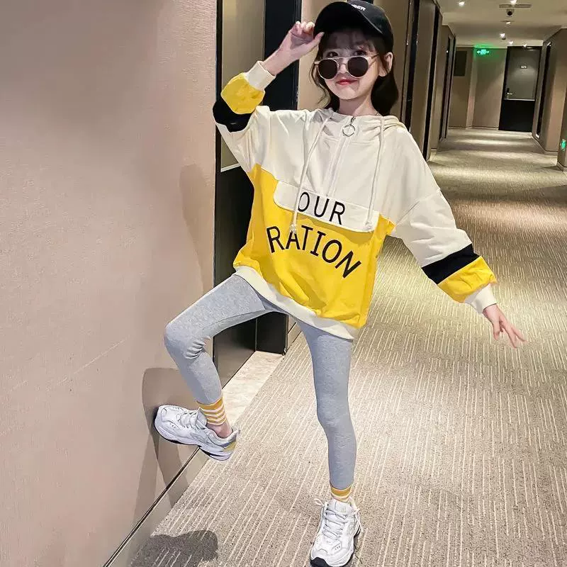 Детская одежда Костюм для девочек 2021 Новая осенняя одежда Детский спортивный иностранный стиль Корейский свитер интернет-знаменитостей для больших детей Весенняя и Осенняя мода
