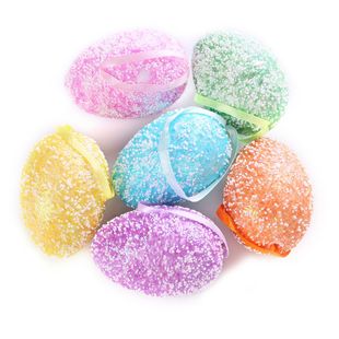 Easter Eggs Plush White Dot Snowflake Gold Powder Eggs Foam Painted Eggs Hanging Eggs Celebration Decoration 6 Pack