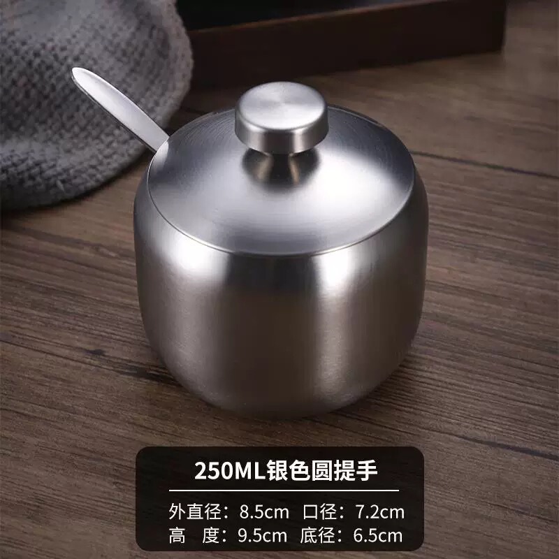 跨境不锈钢辣椒罐韩式辣椒油调味调料盐罐不锈钢带勺厨房创意油罐|undefined